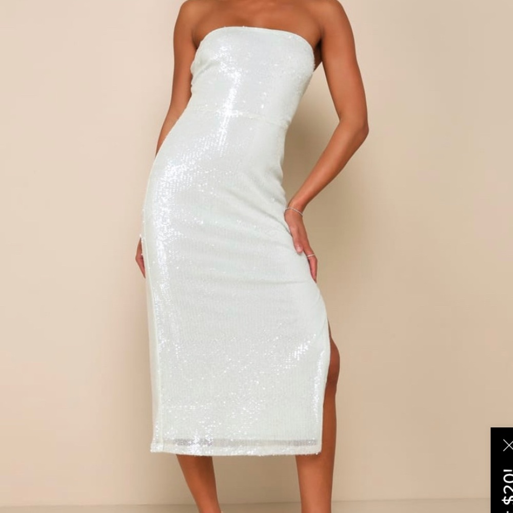 Mint green strapless sequin dress